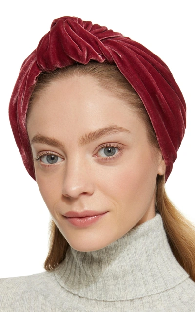 Shop Jennifer Behr Marin Velvet Turban In Red