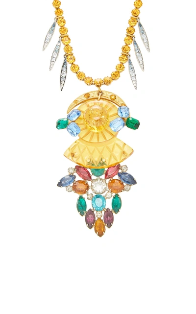 Shop Lulu Frost One-of-a-kind Amber Crystal Necklace In Multi