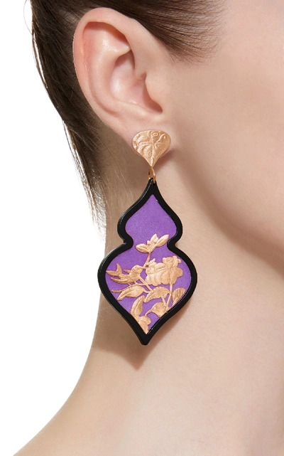 Shop Anna E Alex Silver And Rose Gold-plated Velvet Resin Earrings In Purple