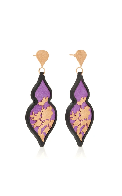 Shop Anna E Alex Silver And Rose Gold-plated Velvet Resin Earrings In Purple
