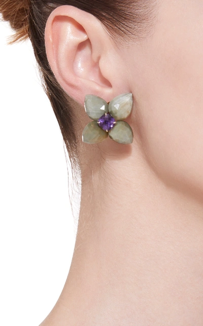 Shop Sorab & Roshi Cats-eye And Amethyst Clip Earrings In Purple