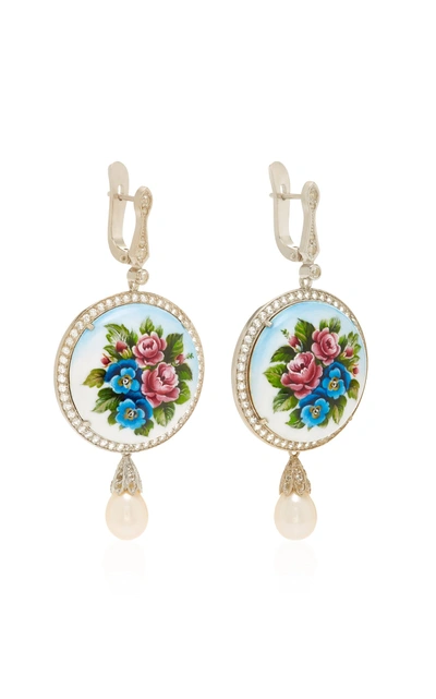 Shop Axenoff Jewellery Magic Flowers Silver Drop Earrings In Floral
