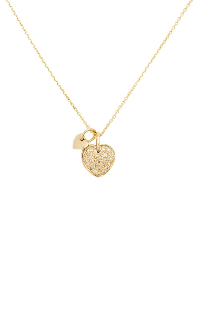 Shop With Love Darling Women's Two Hearts 18k Gold Diamond Necklace
