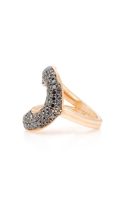Shop Sylva & Cie Horseshoe 14k Rose Gold Black Diamond Ring