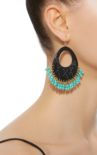 Shop Ashley Pittman Vuka Horn, Bronze And Turquoise Earrings In Black