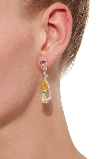 Shop Anabela Chan 18k Yellow Gold Vermeil Multi-stone Earrings In Pink