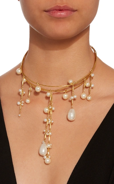 Shop Erickson Beamon Pretty Woman 24k Gold-plated Crystal And Pearl Necklace In White