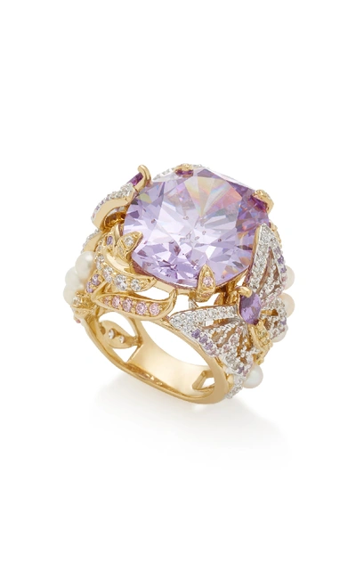 Shop Anabela Chan Lilac Swallowtail 18k Gold Vermeil Multi-stone Ring In Purple