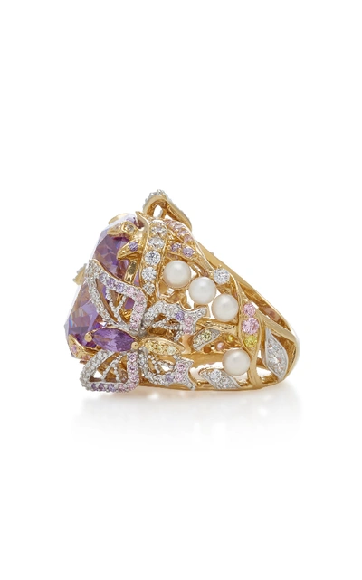 Shop Anabela Chan Lilac Swallowtail 18k Gold Vermeil Multi-stone Ring In Purple