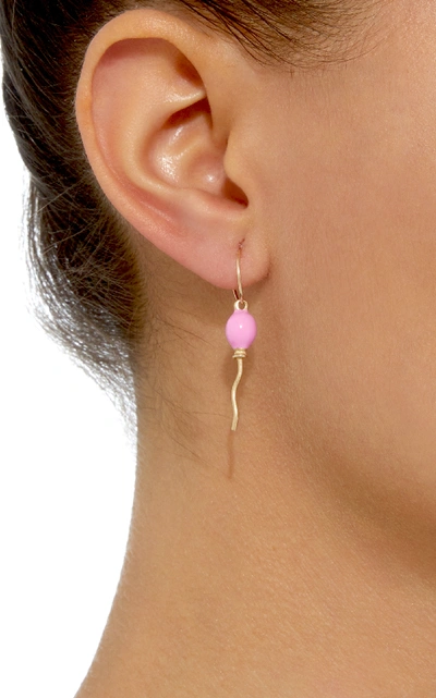 Shop Pili Restrepo Piliboom 10k Gold Enamel Single Earring In Pink