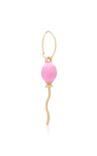 Shop Pili Restrepo Piliboom 10k Gold Enamel Single Earring In Pink