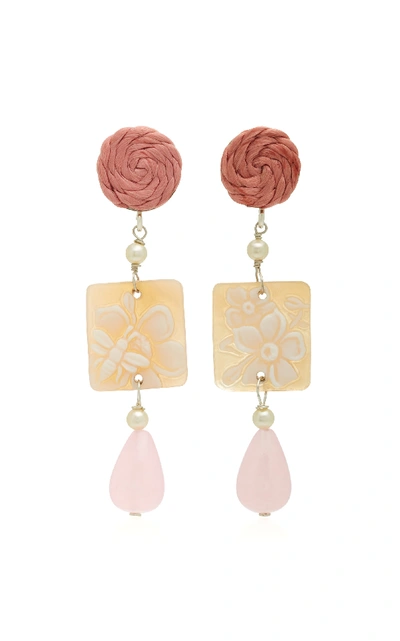 Shop Anna E Alex Shell Stone And Silver-plated Earrings In Pink