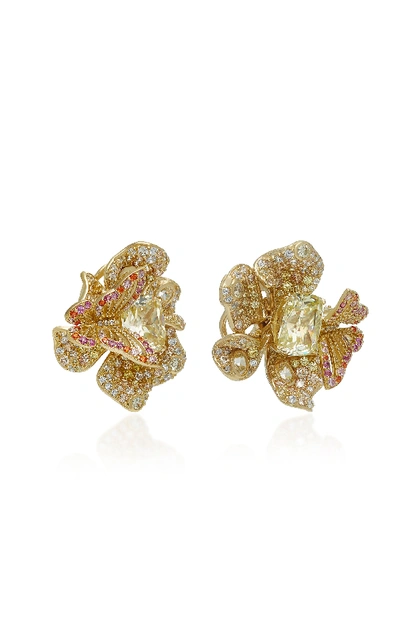 Shop Anabela Chan Exclusive Canary Peony Earrings In Gold