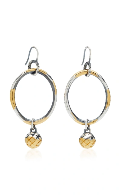 Shop Bottega Veneta Antique Silver Drop Hoop Earrings