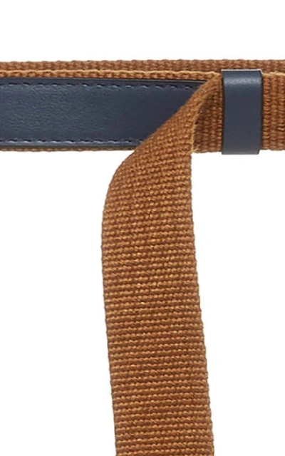 Shop Marni Skinny Leather Buckle Belt In Blue