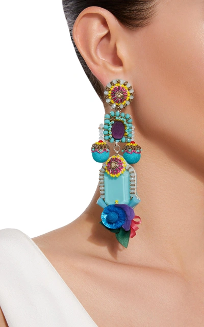 Shop Ranjana Khan Trinity Earrings In Blue