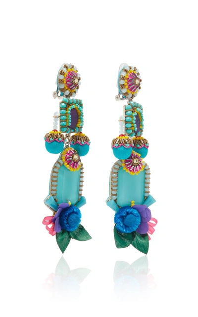 Shop Ranjana Khan Trinity Earrings In Blue