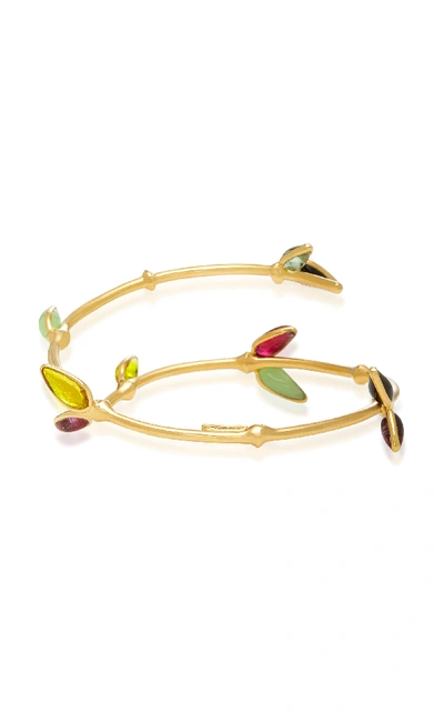Shop Gripoix Bamboo Adjustable 24k Gold-plated Brass And Poured Glass Bangle Bracelet In Multi