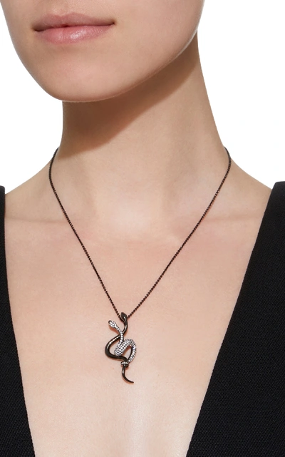 Shop Lynn Ban Jewelry Black Rhodium Silver Diamond Necklace
