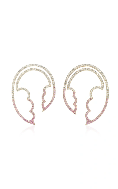 Shop Ilana Ariel Jasmine 14k Gold, Diamonds And Sapphire Earrings In Pink
