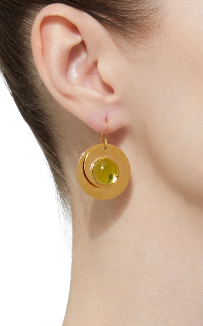 Shop Loulou De La Falaise 24k Gold-plated Crystal Earrings In Green
