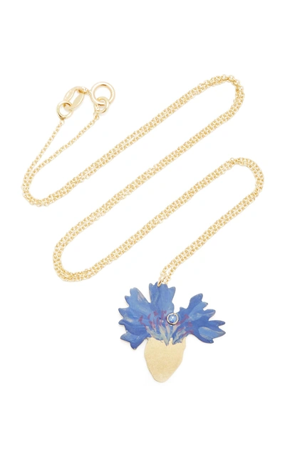 Shop Christopher Thompson Royds Cornflower Drop Pendant Necklace In Blue