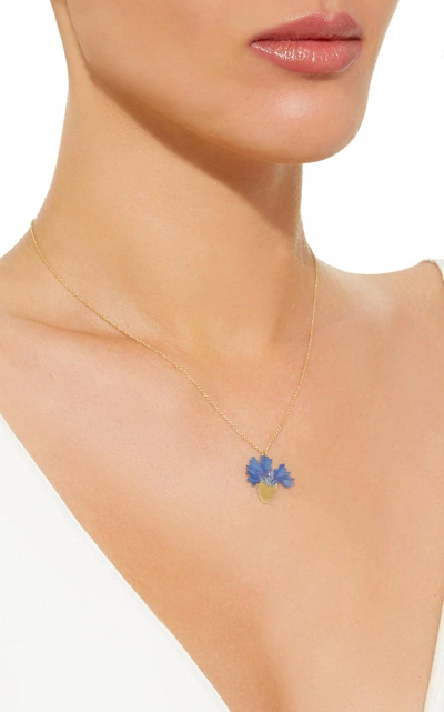 Shop Christopher Thompson Royds Cornflower Drop Pendant Necklace In Blue