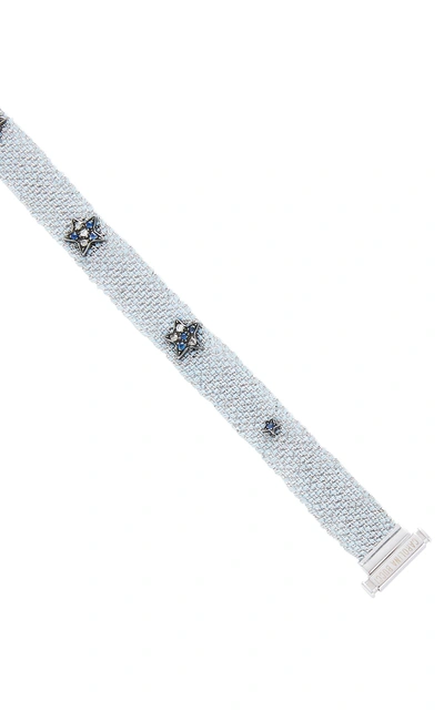 Shop Carolina Bucci Studded Blue Silk Woven Bracelet