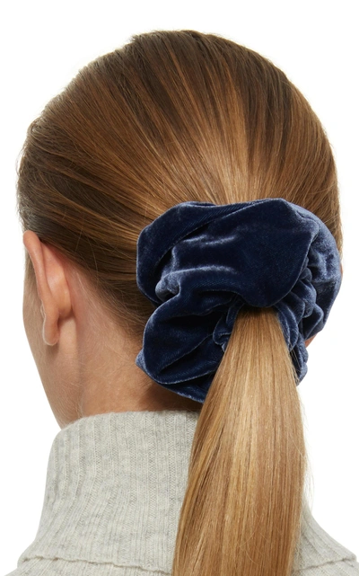 Shop Jennifer Behr M'o Exclusive Set Of 3 Velvet Scrunchies In Blue