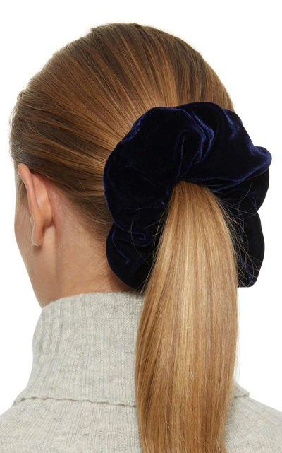Shop Jennifer Behr M'o Exclusive Set Of 3 Velvet Scrunchies In Blue