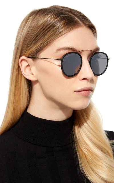Shop Spektre Met-ro 2 Flat Round-frame Acetate And Stainless Steel Sunglasses In Black