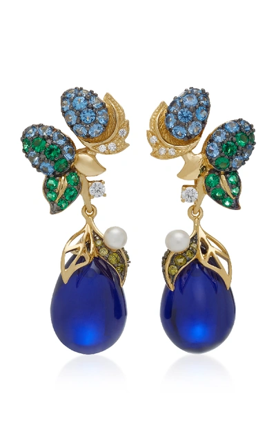Shop Anabela Chan Nightberry 18k Gold Vermeil Multi-stone Earrings In Blue