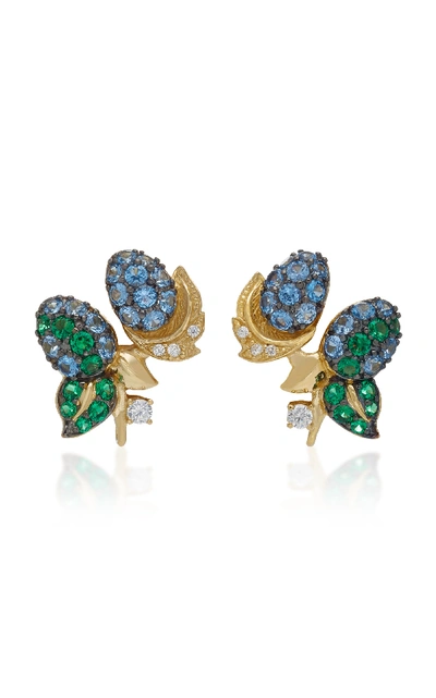 Shop Anabela Chan Nightberry 18k Gold Vermeil Multi-stone Earrings In Blue