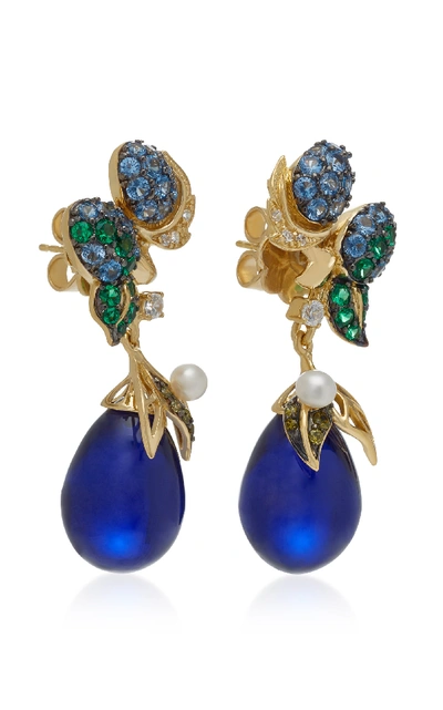Shop Anabela Chan Nightberry 18k Gold Vermeil Multi-stone Earrings In Blue