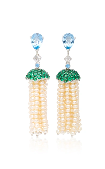 Shop Anabela Chan Blue Topaz Convertible Pearl Tassel Earrings