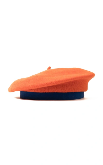 Shop Lola Hats Snap Beret In Orange