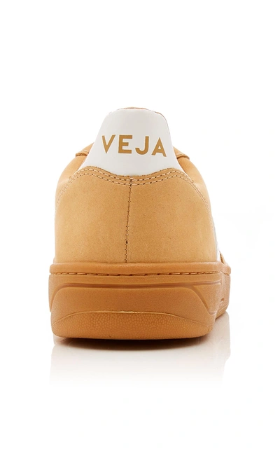 Shop Veja Bastille Two-tone Leather-trimmed Nubuck Sneakers In Neutral