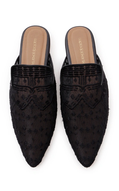 Shop Saptodjojokartiko Black Embroidered Mule