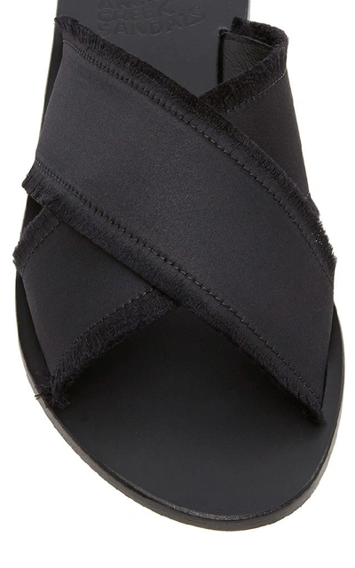 Shop Ancient Greek Sandals Thais Satin Slides In Black