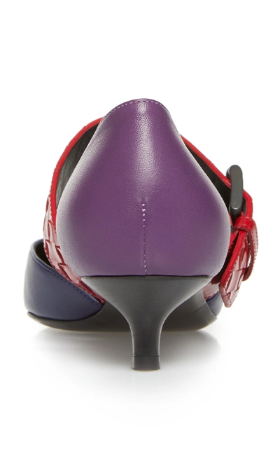 Shop Bottega Veneta Multicolor Kitten Heel Leather Pump In Purple
