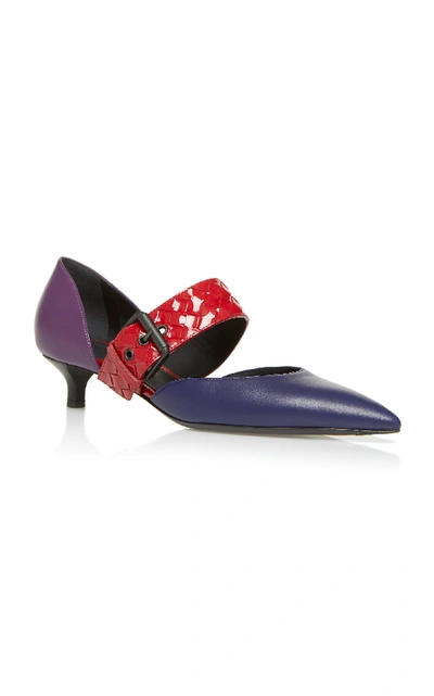 Shop Bottega Veneta Multicolor Kitten Heel Leather Pump In Purple