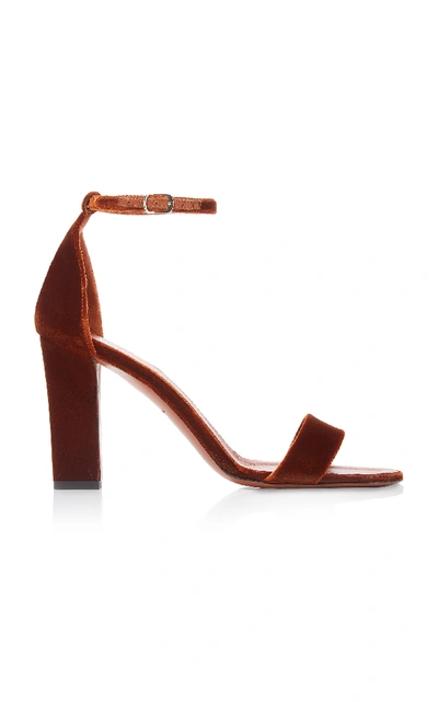 Shop Victoria Beckham Anna Velvet Sandals In Bronze