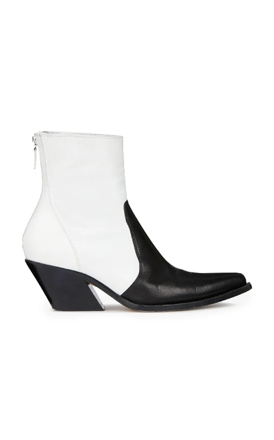 Shop Givenchy Paneled Leather Cowboy Boots In White