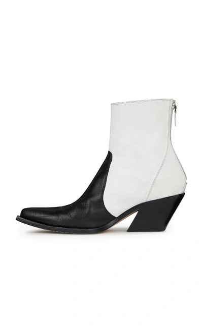 Shop Givenchy Paneled Leather Cowboy Boots In White