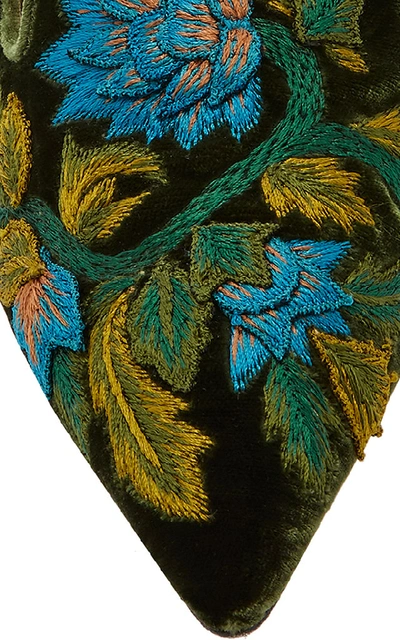 Shop Alberta Ferretti Embroidered Mia Mules In Green