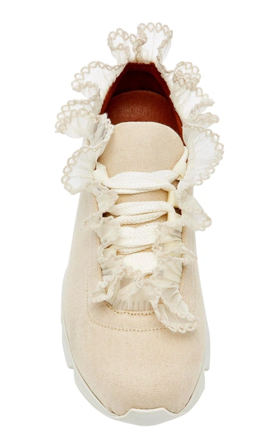 Ganni Harriet Lace Trimmed Sneaker In White |