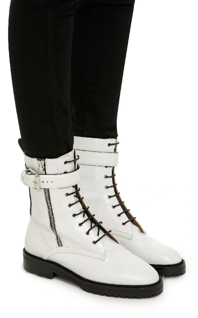 Shop Tabitha Simmons Max Leather Combat Boots In White
