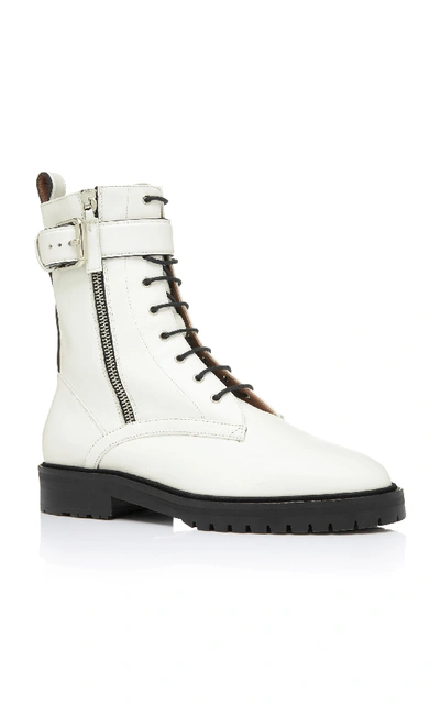 Shop Tabitha Simmons Max Leather Combat Boots In White