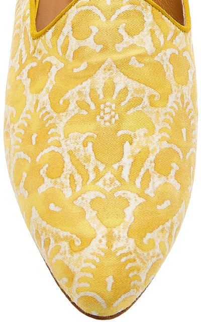Shop Cabana X Le Monde Beryl In Collaboration With Fortuny Fabrics M'o Exclusive Delfino Fortuny Mules In Yellow