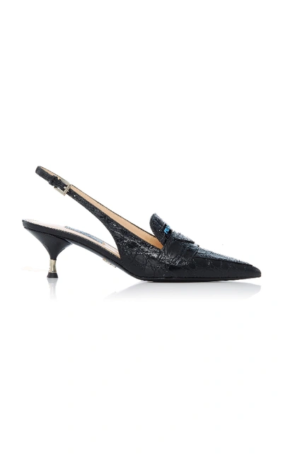 Shop Prada M'o Exclusive: Moccasin Slingbacks In Black